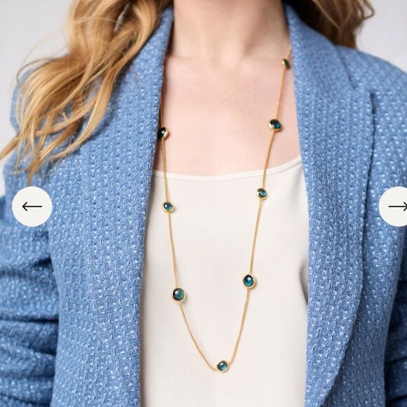 NWOT Julie Vos  Gold and Pink Gemstone Necklace